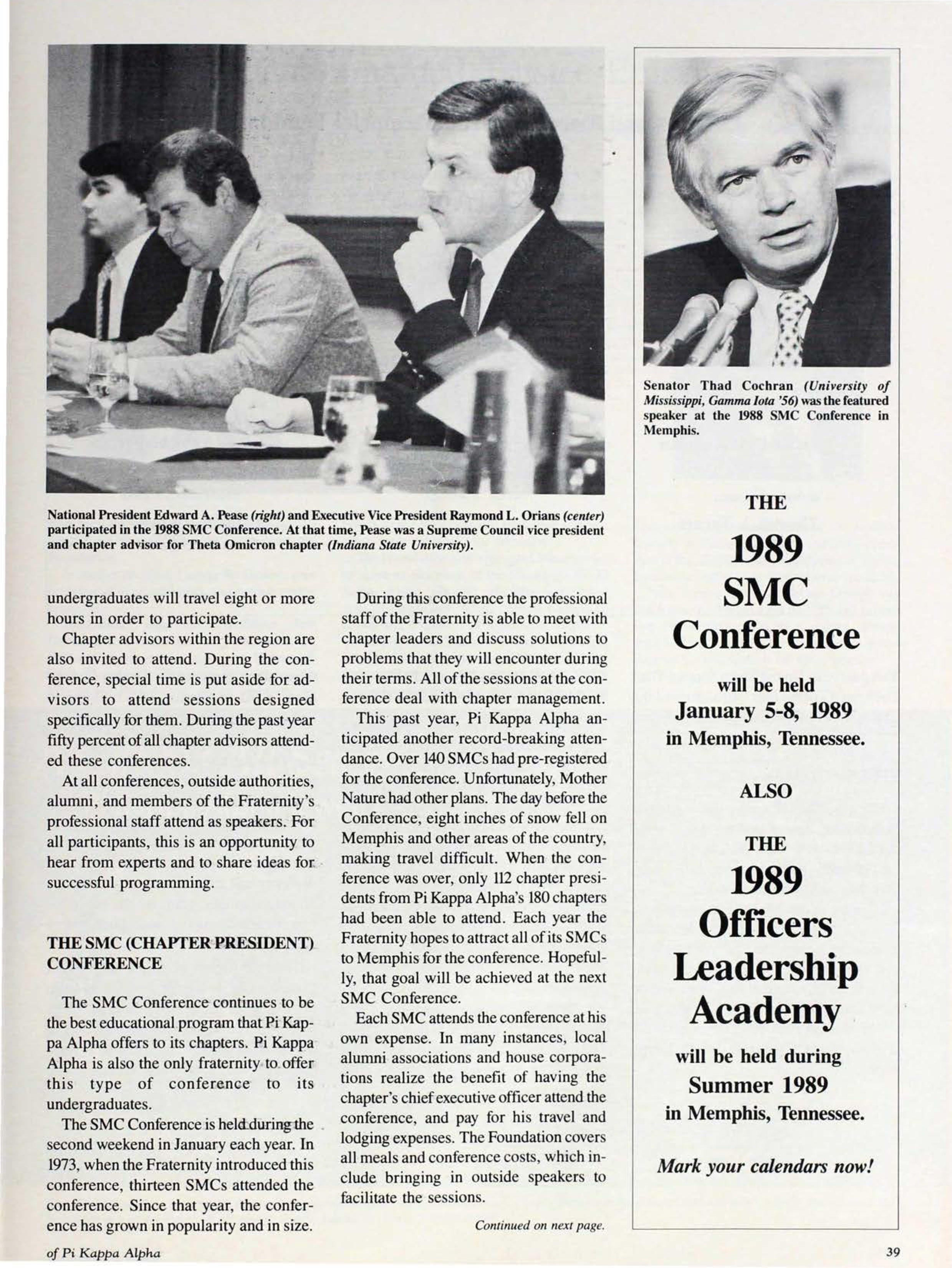 The 1989 SMC Conference